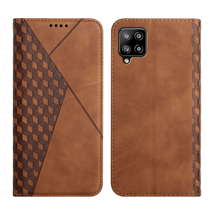 For Samsung Galaxy A42 5G Diamond Pattern Splicing Skin Feel Magnetic Horizontal Flip Leather Case with Card Slots & Holder & Wallet(Brown) by buy2fix
