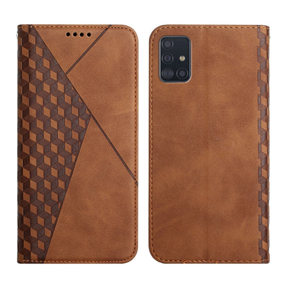 For Samsung Galaxy A51 5G Diamond Pattern Splicing Skin Feel Magnetic Horizontal Flip Leather Case with Card Slots & Holder & Wallet(Brown) by buy2fix