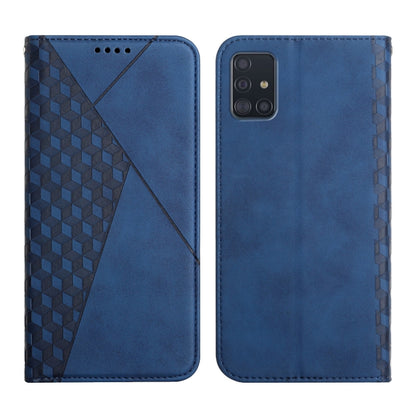 For Samsung Galaxy A51 5G Diamond Pattern Splicing Skin Feel Magnetic Horizontal Flip Leather Case with Card Slots & Holder & Wallet(Blue) by buy2fix