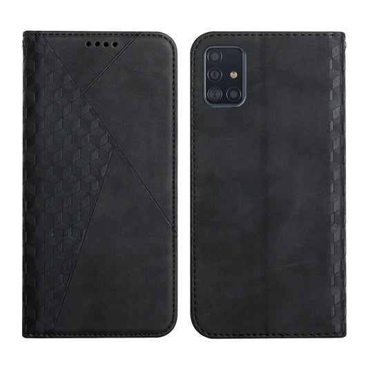 For Samsung Galaxy A51 5G Diamond Pattern Splicing Skin Feel Magnetic Horizontal Flip Leather Case with Card Slots & Holder & Wallet(Black) by buy2fix
