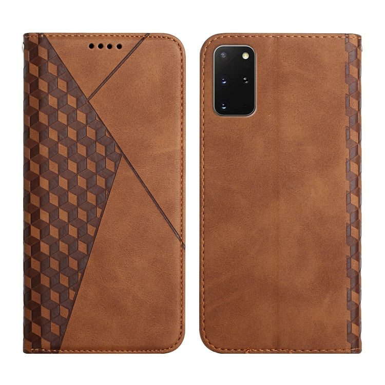 For Samsung Galaxy S20+ Diamond Pattern Splicing Skin Feel Magnetic Horizontal Flip Leather Case with Card Slots & Holder & Wallet(Brown) by buy2fix