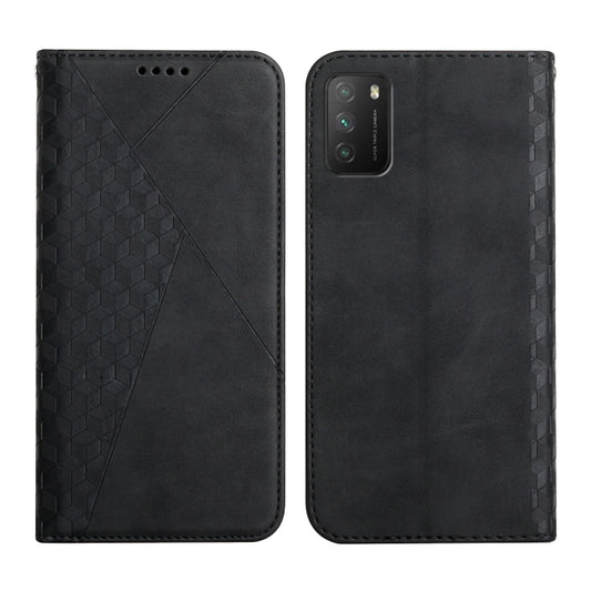 For Xiaomi Poco M3 / Redmi 9T Diamond Pattern Splicing Skin Feel Magnetic Horizontal Flip Leather Case with Card Slots & Holder & Wallet(Black) - Xiaomi Cases by buy2fix | Online Shopping UK | buy2fix