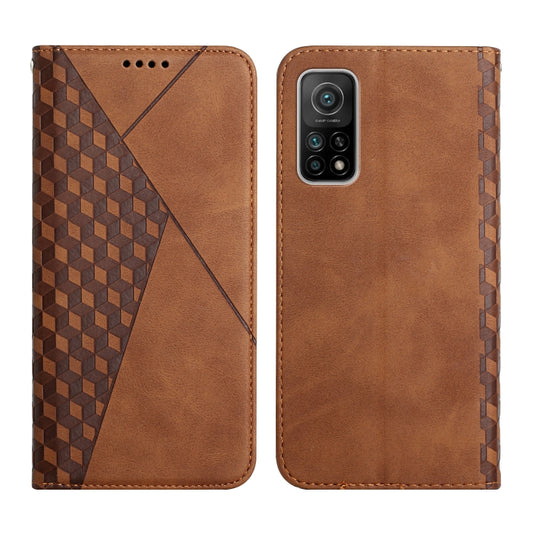 For Xiaomi Mi 10T Pro 5G / Mi 10T 5G Diamond Pattern Splicing Skin Feel Magnetic Horizontal Flip Leather Case with Card Slots & Holder & Wallet(Brown) - Xiaomi Cases by buy2fix | Online Shopping UK | buy2fix