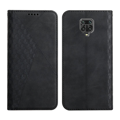 For Xiaomi Redmi Note 9 Pro Diamond Pattern Splicing Skin Feel Magnetic Horizontal Flip Leather Case with Card Slots & Holder & Wallet(Black) by buy2fix