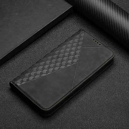 For Xiaomi Redmi Note 9 Diamond Pattern Splicing Skin Feel Magnetic Horizontal Flip Leather Case with Card Slots & Holder & Wallet(Black) by buy2fix