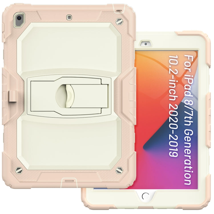 For iPad 10.2 2021 / 2020 / 2019 Shockproof Colorful Silica Gel + PC Protective Case with Holder & Shoulder Strap(Rose Gold) - iPad 10.2 Cases by buy2fix | Online Shopping UK | buy2fix