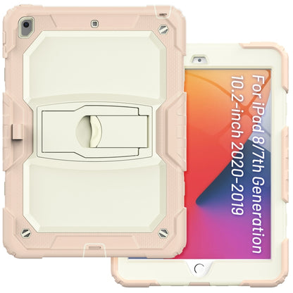 For iPad 10.2 2021 / 2020 / 2019 Shockproof Colorful Silica Gel + PC Protective Case with Holder & Shoulder Strap(Rose Gold) - iPad 10.2 Cases by buy2fix | Online Shopping UK | buy2fix