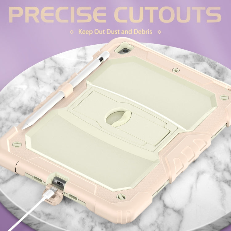 For iPad 10.2 2021 / 2020 / 2019 Shockproof Colorful Silica Gel + PC Protective Case with Holder & Shoulder Strap(Rose Gold) - iPad 10.2 Cases by buy2fix | Online Shopping UK | buy2fix