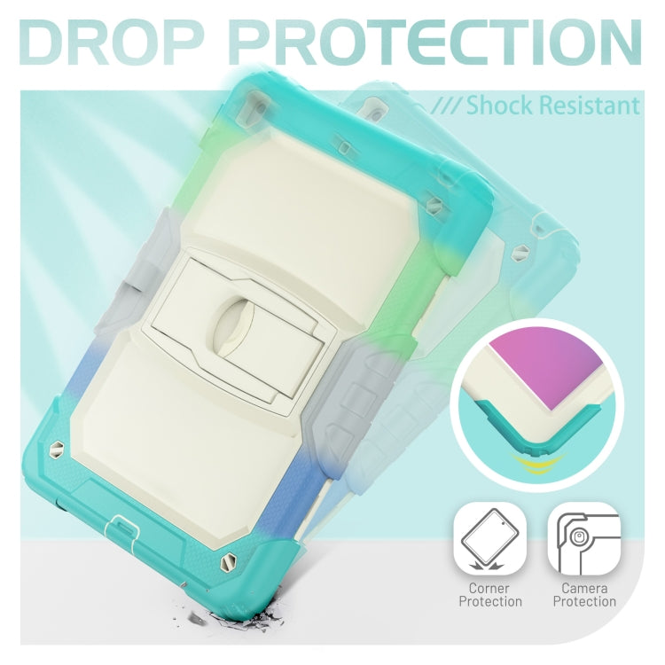 For iPad 10.2 2021 / 2020 / 2019 Shockproof Colorful Silica Gel + PC Protective Case with Holder & Shoulder Strap(Colorful Blue) - iPad 10.2 Cases by buy2fix | Online Shopping UK | buy2fix