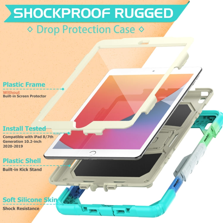 For iPad 10.2 2021 / 2020 / 2019 Shockproof Colorful Silica Gel + PC Protective Case with Holder & Shoulder Strap(Colorful Blue) - iPad 10.2 Cases by buy2fix | Online Shopping UK | buy2fix