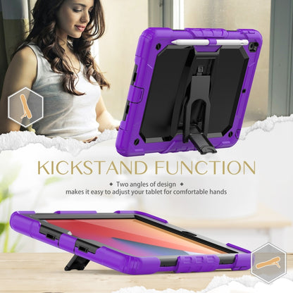For iPad 10.2 2021 / 2020 / 2019 Shockproof Colorful Silica Gel + PC Protective Case with Holder & Shoulder Strap(Purple) - iPad 10.2 Cases by buy2fix | Online Shopping UK | buy2fix