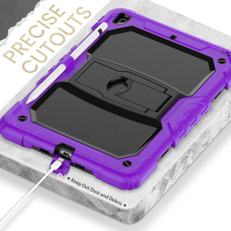 For iPad 10.2 2021 / 2020 / 2019 Shockproof Colorful Silica Gel + PC Protective Case with Holder & Shoulder Strap(Purple) - iPad 10.2 Cases by buy2fix | Online Shopping UK | buy2fix