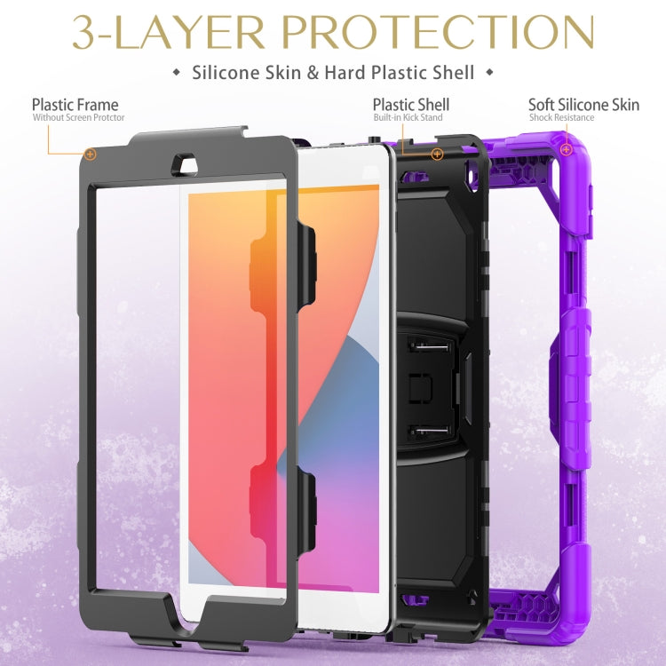 For iPad 10.2 2021 / 2020 / 2019 Shockproof Colorful Silica Gel + PC Protective Case with Holder & Shoulder Strap(Purple) - iPad 10.2 Cases by buy2fix | Online Shopping UK | buy2fix