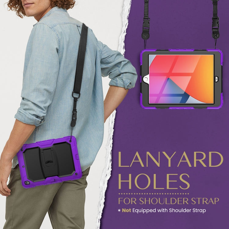 For iPad 10.2 2021 / 2020 / 2019 Shockproof Colorful Silica Gel + PC Protective Case with Holder & Shoulder Strap(Purple) - iPad 10.2 Cases by buy2fix | Online Shopping UK | buy2fix
