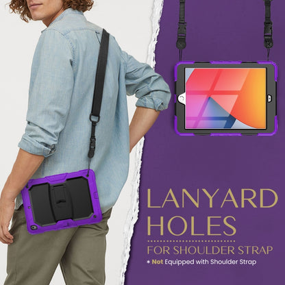 For iPad 10.2 2021 / 2020 / 2019 Shockproof Colorful Silica Gel + PC Protective Case with Holder & Shoulder Strap(Purple) - iPad 10.2 Cases by buy2fix | Online Shopping UK | buy2fix