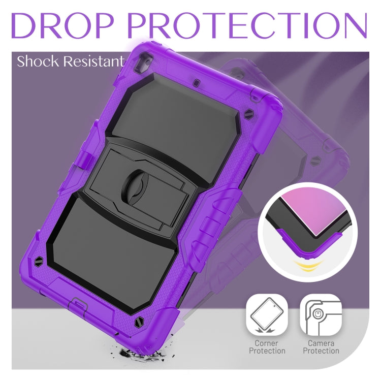 For iPad 10.2 2021 / 2020 / 2019 Shockproof Colorful Silica Gel + PC Protective Case with Holder & Shoulder Strap(Purple) - iPad 10.2 Cases by buy2fix | Online Shopping UK | buy2fix