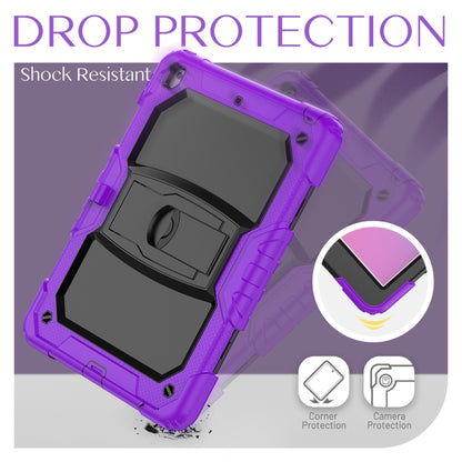 For iPad 10.2 2021 / 2020 / 2019 Shockproof Colorful Silica Gel + PC Protective Case with Holder & Shoulder Strap(Purple) - iPad 10.2 Cases by buy2fix | Online Shopping UK | buy2fix