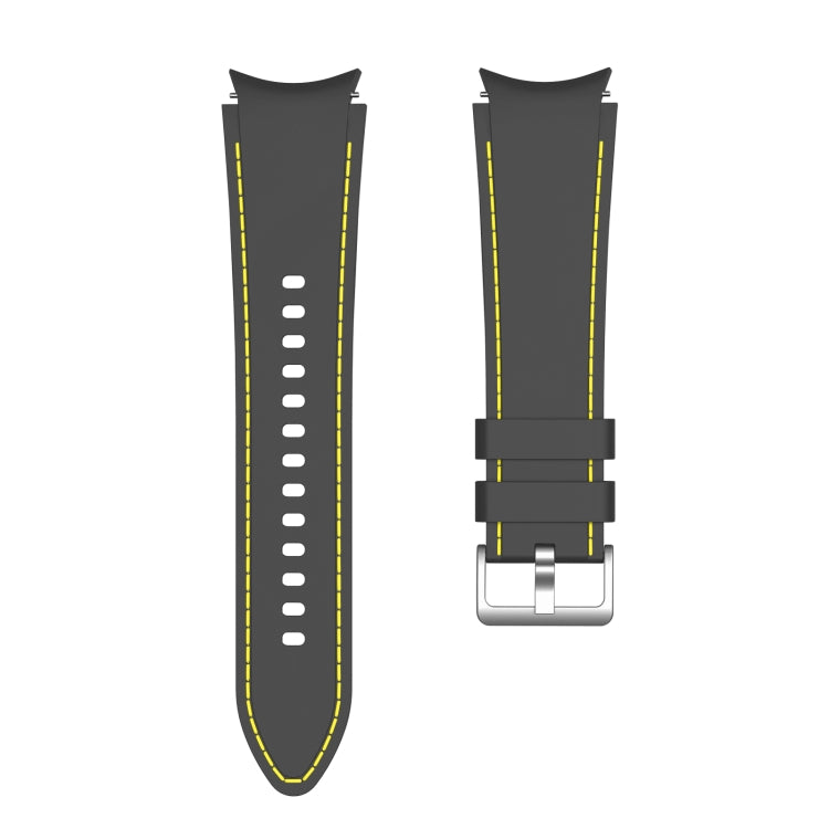 For Samsung Galaxy Watch4 / Watch4 Classic Silicone Stitching Watch Band(Black Yellow) - Watch Bands by buy2fix | Online Shopping UK | buy2fix