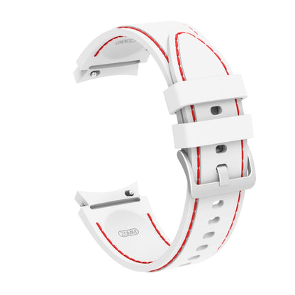 For Samsung Galaxy Watch4 / Watch4 Classic Silicone Stitching Watch Band(White Red) - Watch Bands by buy2fix | Online Shopping UK | buy2fix