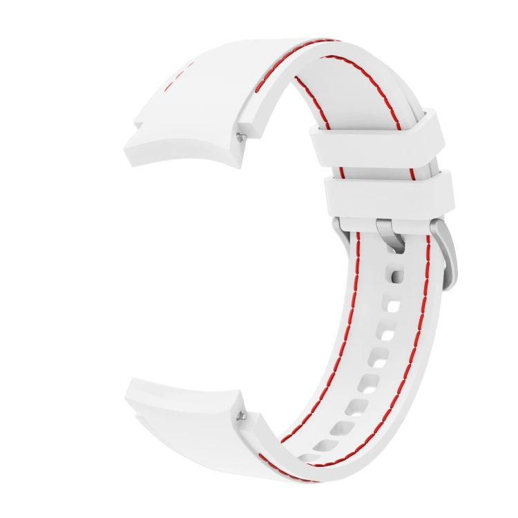 For Samsung Galaxy Watch4 / Watch4 Classic Silicone Stitching Watch Band(White Red) - Watch Bands by buy2fix | Online Shopping UK | buy2fix