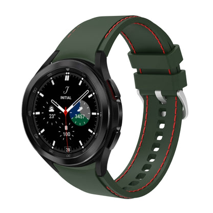 For Samsung Galaxy Watch4 / Watch4 Classic Silicone Stitching Watch Band(Army Green Red) - Watch Bands by buy2fix | Online Shopping UK | buy2fix