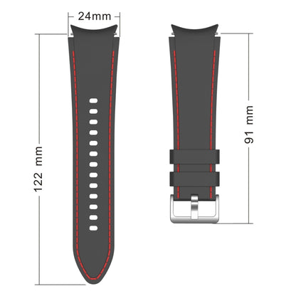 For Samsung Galaxy Watch4 / Watch4 Classic Silicone Stitching Watch Band(Black White) - Watch Bands by buy2fix | Online Shopping UK | buy2fix