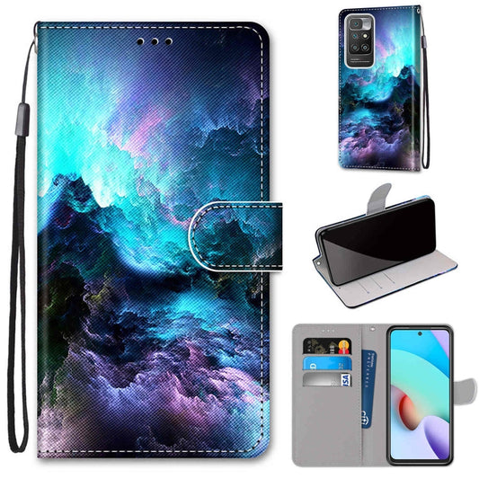 For Xiaomi Redmi 10 Coloured Drawing Cross Texture Horizontal Flip PU Leather Case with Holder & Card Slots & Wallet & Lanyard(Colorful Clouds) - Xiaomi Cases by buy2fix | Online Shopping UK | buy2fix