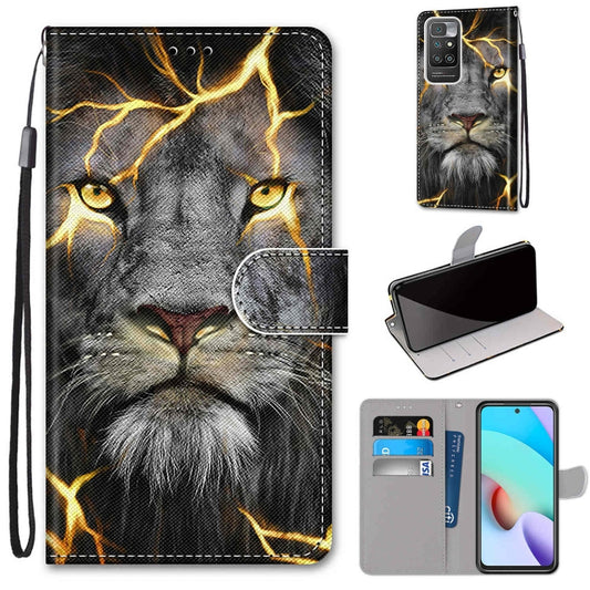 For Xiaomi Redmi 10 Coloured Drawing Cross Texture Horizontal Flip PU Leather Case with Holder & Card Slots & Wallet & Lanyard(Fission Lion) - Xiaomi Cases by buy2fix | Online Shopping UK | buy2fix