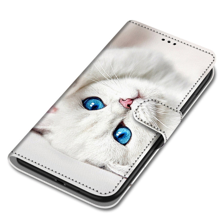 For Xiaomi Redmi 10 Coloured Drawing Cross Texture Horizontal Flip PU Leather Case with Holder & Card Slots & Wallet & Lanyard(White Kitten) - Xiaomi Cases by buy2fix | Online Shopping UK | buy2fix