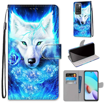 For Xiaomi Redmi 10 Coloured Drawing Cross Texture Horizontal Flip PU Leather Case with Holder & Card Slots & Wallet & Lanyard(Dick Rose Wolf) by buy2fix