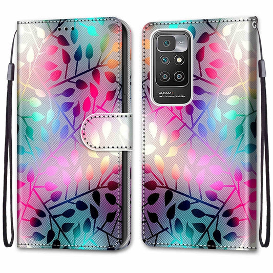 For Xiaomi Redmi 10 Coloured Drawing Cross Texture Horizontal Flip PU Leather Case with Holder & Card Slots & Wallet & Lanyard(Translucent Glass) by buy2fix