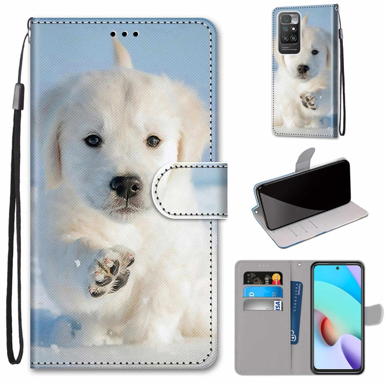 For Xiaomi Redmi 10 Coloured Drawing Cross Texture Horizontal Flip PU Leather Case with Holder & Card Slots & Wallet & Lanyard(Snow Puppy) - Xiaomi Cases by buy2fix | Online Shopping UK | buy2fix