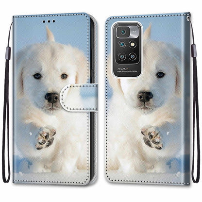 For Xiaomi Redmi 10 Coloured Drawing Cross Texture Horizontal Flip PU Leather Case with Holder & Card Slots & Wallet & Lanyard(Snow Puppy) - Xiaomi Cases by buy2fix | Online Shopping UK | buy2fix