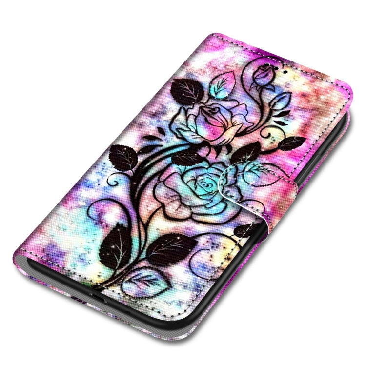 For Huawei P50 Coloured Drawing Cross Texture Horizontal Flip PU Leather Case with Holder & Card Slots & Wallet & Lanyard(Color Bottom Hollow Flower) - Huawei Cases by buy2fix | Online Shopping UK | buy2fix
