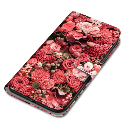 For Huawei P50 Coloured Drawing Cross Texture Horizontal Flip PU Leather Case with Holder & Card Slots & Wallet & Lanyard(Pink Rose Garden) - Huawei Cases by buy2fix | Online Shopping UK | buy2fix