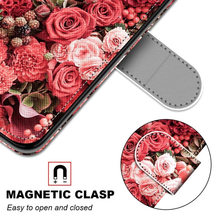 For Huawei P50 Coloured Drawing Cross Texture Horizontal Flip PU Leather Case with Holder & Card Slots & Wallet & Lanyard(Pink Rose Garden) - Huawei Cases by buy2fix | Online Shopping UK | buy2fix