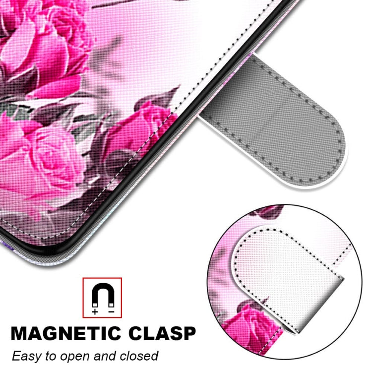 For Huawei P50 Coloured Drawing Cross Texture Horizontal Flip PU Leather Case with Holder & Card Slots & Wallet & Lanyard(Wild Rose) - Huawei Cases by buy2fix | Online Shopping UK | buy2fix