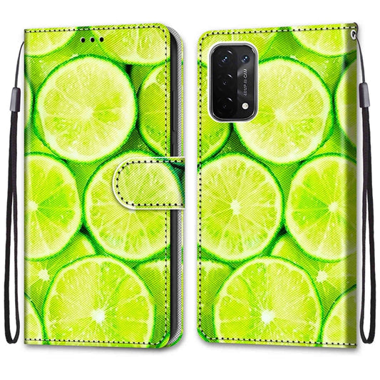 For OPPO A93 5G / A93s 5G / A54 5G / A74 5G Coloured Drawing Cross Texture Horizontal Flip PU Leather Case with Holder & Card Slots & Wallet & Lanyard(Green Lemon) by buy2fix