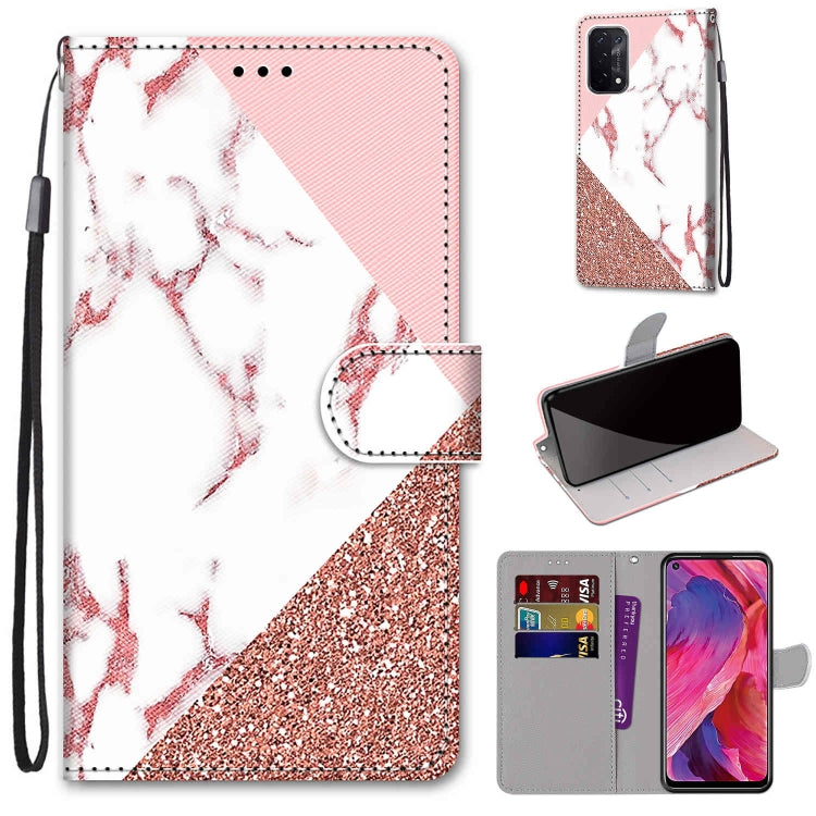 For OPPO A93 5G / A93s 5G / A54 5G / A74 5G Coloured Drawing Cross Texture Horizontal Flip PU Leather Case with Holder & Card Slots & Wallet & Lanyard(Pink Stone Texture) - OPPO Cases by buy2fix | Online Shopping UK | buy2fix