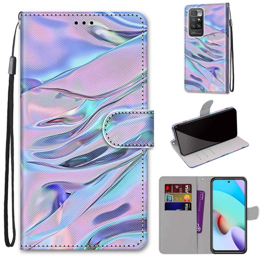 For Xiaomi Redmi 10 Coloured Drawing Cross Texture Horizontal Flip PU Leather Case with Holder & Card Slots & Wallet & Lanyard(Fluorescent Water Texture) - Xiaomi Cases by buy2fix | Online Shopping UK | buy2fix