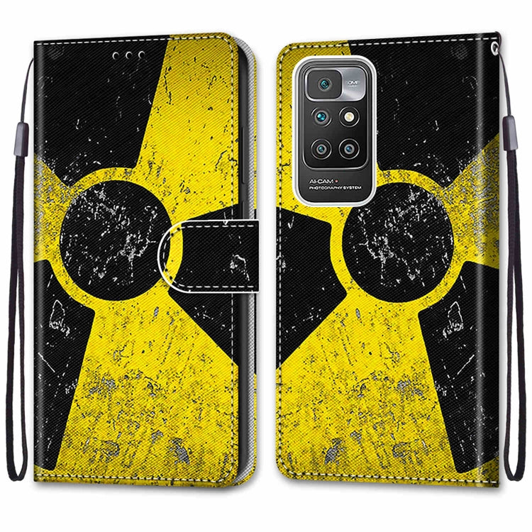 For Xiaomi Redmi 10 Coloured Drawing Cross Texture Horizontal Flip PU Leather Case with Holder & Card Slots & Wallet & Lanyard(Yellow Black Logo) - Xiaomi Cases by buy2fix | Online Shopping UK | buy2fix