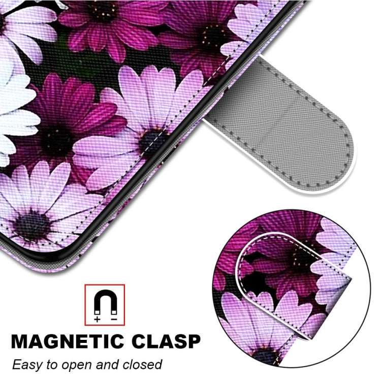 For Xiaomi Redmi 10 Coloured Drawing Cross Texture Horizontal Flip PU Leather Case with Holder & Card Slots & Wallet & Lanyard(Chrysanthemum Pink White Purple) - Xiaomi Cases by buy2fix | Online Shopping UK | buy2fix