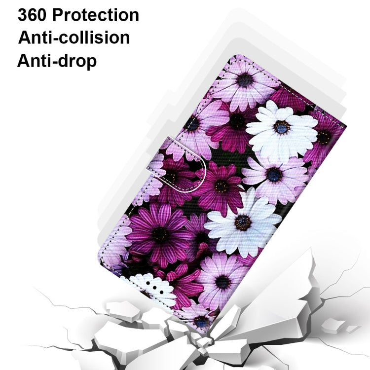 For Xiaomi Redmi 10 Coloured Drawing Cross Texture Horizontal Flip PU Leather Case with Holder & Card Slots & Wallet & Lanyard(Chrysanthemum Pink White Purple) - Xiaomi Cases by buy2fix | Online Shopping UK | buy2fix