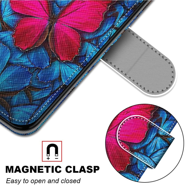 For Xiaomi Redmi 10 Coloured Drawing Cross Texture Horizontal Flip PU Leather Case with Holder & Card Slots & Wallet & Lanyard(Blue Red Butterfly) - Xiaomi Cases by buy2fix | Online Shopping UK | buy2fix