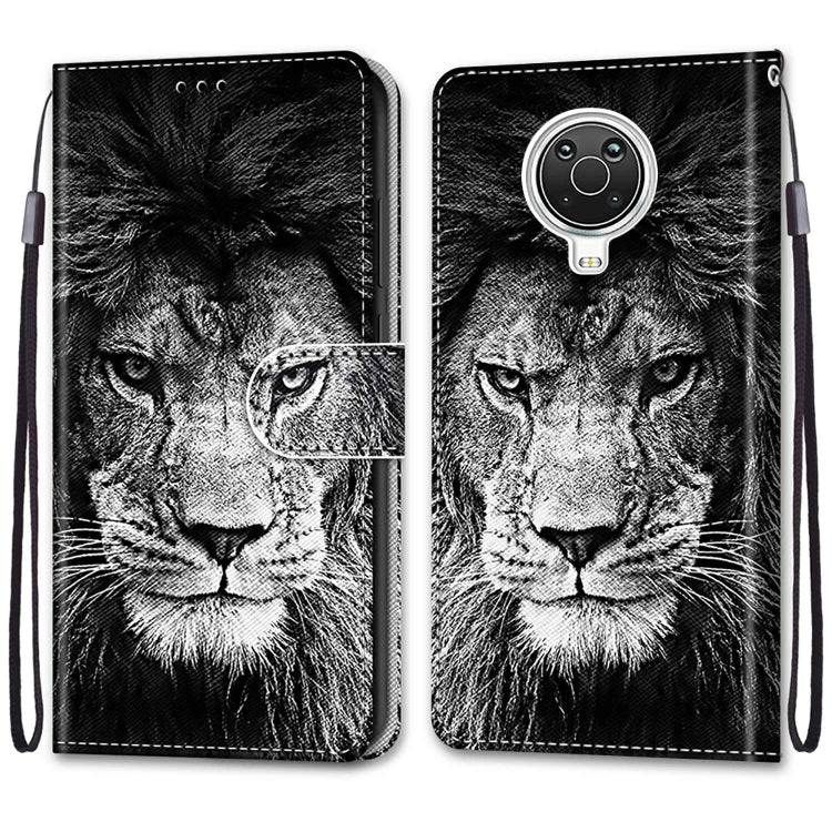 For Nokia G20 / G10 / 6.3 Coloured Drawing Cross Texture Horizontal Flip PU Leather Case with Holder & Card Slots & Wallet & Lanyard(Black White Lion Head) - Nokia Cases by buy2fix | Online Shopping UK | buy2fix