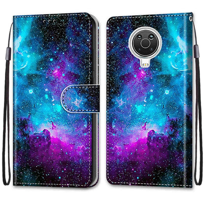 For Nokia G20 / G10 / 6.3 Coloured Drawing Cross Texture Horizontal Flip PU Leather Case with Holder & Card Slots & Wallet & Lanyard(Purple Green Starry Sky) - Nokia Cases by buy2fix | Online Shopping UK | buy2fix