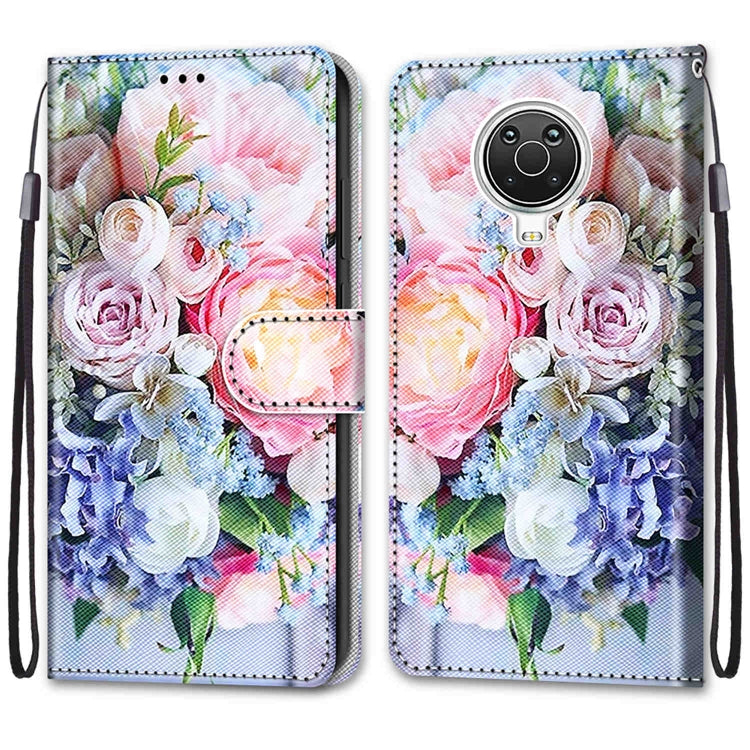 For Nokia G20 / G10 / 6.3 Coloured Drawing Cross Texture Horizontal Flip PU Leather Case with Holder & Card Slots & Wallet & Lanyard(Light Pink Bouquet) - Nokia Cases by buy2fix | Online Shopping UK | buy2fix