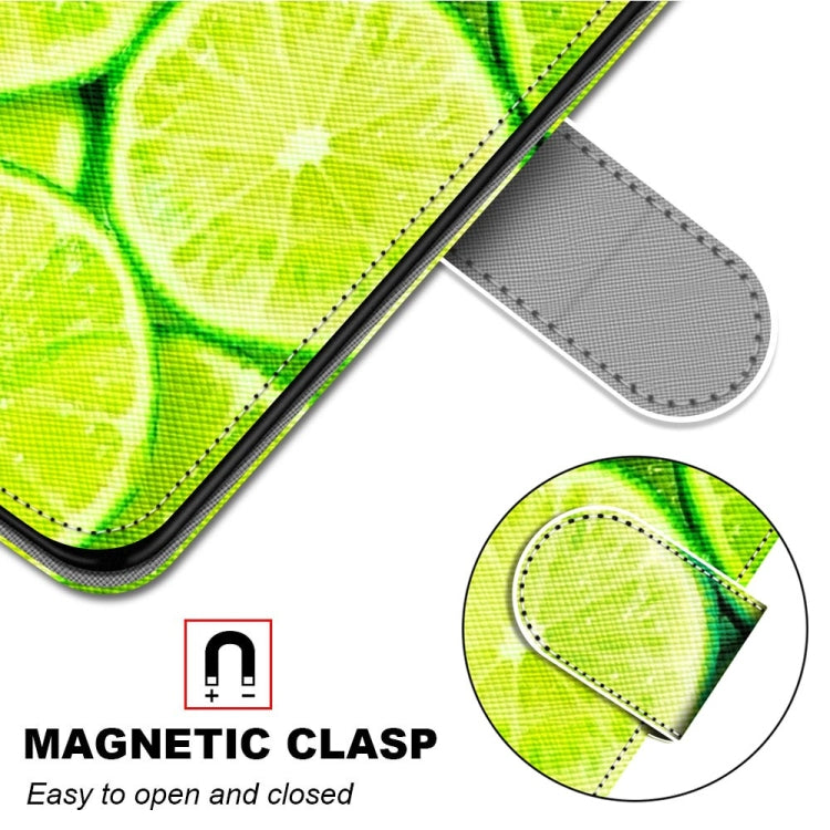 For Samsung Galaxy A22 5G Coloured Drawing Cross Texture Horizontal Flip PU Leather Case with Holder & Card Slots & Wallet & Lanyard(Green Lemon) by buy2fix