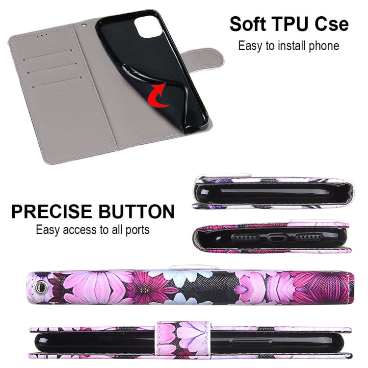 For ZTE Blade A31 Coloured Drawing Cross Texture Horizontal Flip PU Leather Case with Holder & Card Slots & Wallet & Lanyard(Chrysanthemum Pink White Purple) - ZTE Cases by buy2fix | Online Shopping UK | buy2fix