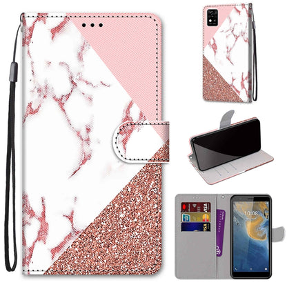 For ZTE Blade A31 Coloured Drawing Cross Texture Horizontal Flip PU Leather Case with Holder & Card Slots & Wallet & Lanyard(Pink Stone Texture) - ZTE Cases by buy2fix | Online Shopping UK | buy2fix